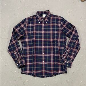 Brooks Brothers Men's Navy and Red Plaid Shirt